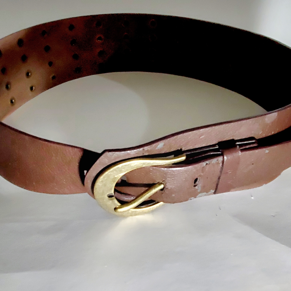 FREE WITH PURCHASE Brown Leather Corset Belt Gold Buckle & Riveted Gold Studs